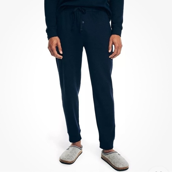 Nautica Mens Waffle Knit Thermal Pajama Set Navy Blue M pajamas set - Picture 4 of 12